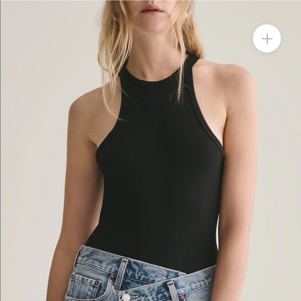 Agolde Black Sleeveless High-Neck Bodysuit